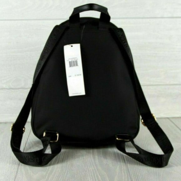 Calvin Klein Womens Nylon Backpack Nylon Black Gold Backpack Bag